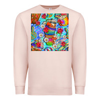 Pale Pink hippie coffee cups and flowers and peace seamless pattern bbs Premium Sweatshirt - BundleAndBundleShop