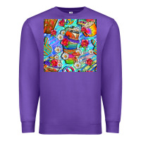 Purple hippie coffee cups and flowers and peace seamless pattern bbs Premium Sweatshirt - BundleAndBundleShop