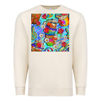 Sandshell hippie coffee cups and flowers and peace seamless pattern bbs Premium Sweatshirt - BundleAndBundleShop