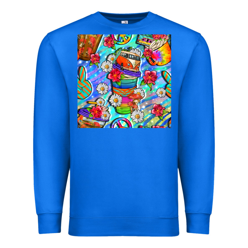 Hippie Coffee Cups And Flowers And Peace Seamless Pattern Bbs Premium Sweatshirt by BundleAndBundleShop | Teevron