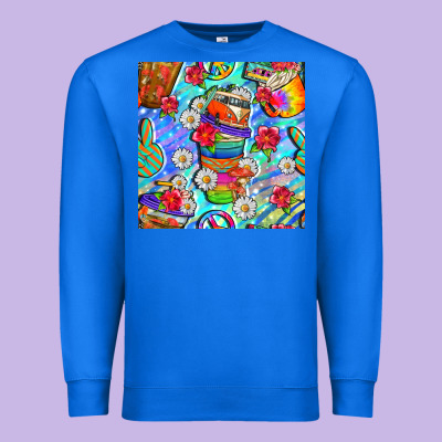 Hippie Coffee Cups And Flowers And Peace Seamless Pattern Bbs Premium Sweatshirt Designed By Bundleandbundleshop