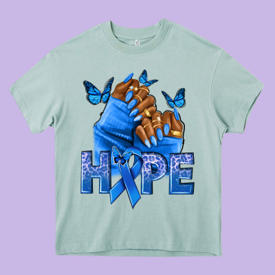 Hope Blueribboncolon Cancer Nails Heavy Core Tee Designed By Nancycooperartshop