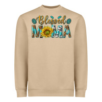 Mushroom Western Blessed Mama with Leopard and Sunflower Heavyweight Sweatshirt - texasbilliewilder