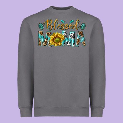 Western Blessed Mama With Leopard And Sunflower Heavyweight Sweatshirt Designed By Texasbilliewilder