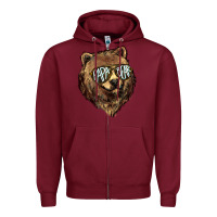 Burgundy Papa Bear Zipper Hoodie - HowdyJamesFarm