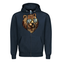 Navy Papa Bear Zipper Hoodie - HowdyJamesFarm