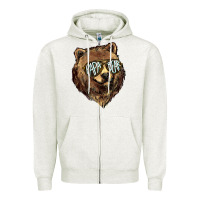 Oatmeal Heather Papa Bear Zipper Hoodie - HowdyJamesFarm