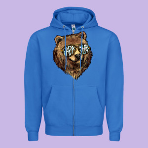 Papa Bear Zipper Hoodie Designed By Howdyjamesfarm