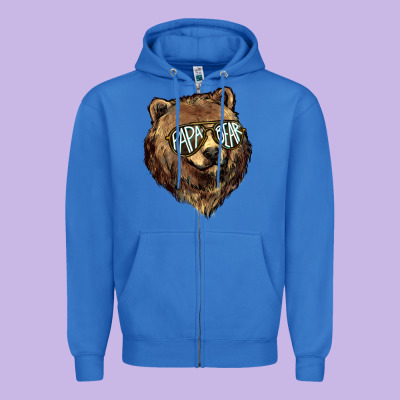 Papa Bear Zipper Hoodie Designed By Howdyjamesfarm