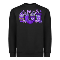 Black Cancer coffee cups purple ribbon Heavyweight Sweatshirt - NancyCooperArtShop
