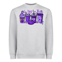 Heather Grey Cancer coffee cups purple ribbon Heavyweight Sweatshirt - NancyCooperArtShop