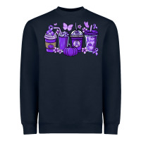 Navy Cancer coffee cups purple ribbon Heavyweight Sweatshirt - NancyCooperArtShop
