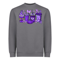 Cancer Coffee Cups Purple Ribbon Heavyweight Sweatshirt | Teevron
