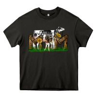 Asphalt Western Holstein Cow And Baby Cow Mom Heavy Core Tee - LillyAllenDesigns