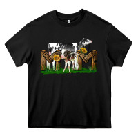 Black Western Holstein Cow And Baby Cow Mom Heavy Core Tee - LillyAllenDesigns