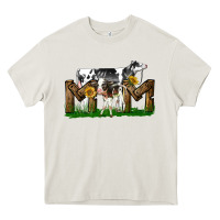 Cream Western Holstein Cow And Baby Cow Mom Heavy Core Tee - LillyAllenDesigns