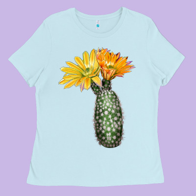 Texas Rainbow Cactus Ladies Tee Designed By Lillyallendesigns