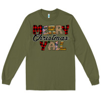 Army Green Merry Christmas Y'all Long Sleeve Tee - Bettercallsaul