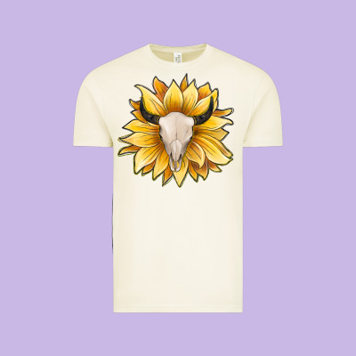 Sunflower Bull Skull Vintage Tee Designed By Jahusdesignshop