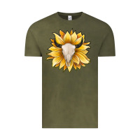 Vintage Olive sunflower bull skull Vintage Tee - JahusDesignShop