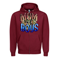 Burgundy Mom of Boys Mother's Day Zipper Hoodie - CowGirlArtShop