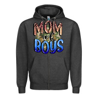Charcoal Heather Mom of Boys Mother's Day Zipper Hoodie - CowGirlArtShop