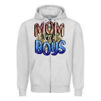 Dove Grey Mom of Boys Mother's Day Zipper Hoodie - CowGirlArtShop