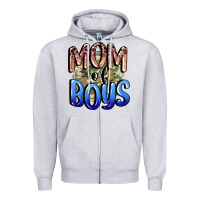 Heather Grey Mom of Boys Mother's Day Zipper Hoodie - CowGirlArtShop