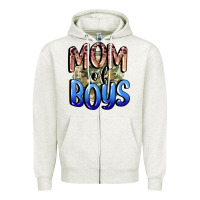 Oatmeal Heather Mom of Boys Mother's Day Zipper Hoodie - CowGirlArtShop