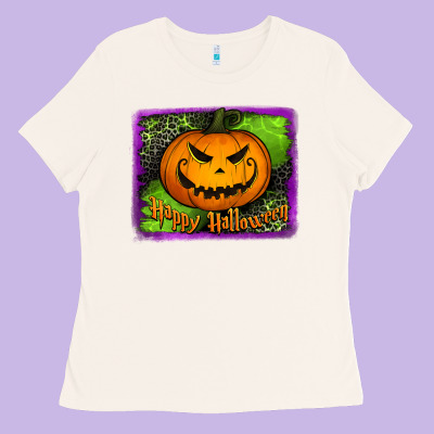 Happy Halloween Pumpkin Ladies Tee Designed By Jasminsmagicworld