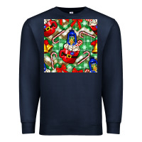 Navy christmas coffee cups bell and candy cane with leopard and plaid Premium Sweatshirt - BundleAndBundleShop