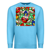 Ocean Blue christmas coffee cups bell and candy cane with leopard and plaid Premium Sweatshirt - BundleAndBundleShop