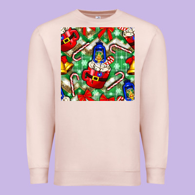 Christmas Coffee Cups Bell And Candy Cane With Leopard And Plaid Premium Sweatshirt Designed By Bundleandbundleshop