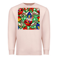 Pale Pink christmas coffee cups bell and candy cane with leopard and plaid Premium Sweatshirt - BundleAndBundleShop
