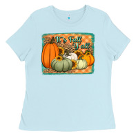 Baby Blue It's Fall y'all pumpkins halloween and sunflowers Ladies Tee - Jasminsmagicworld