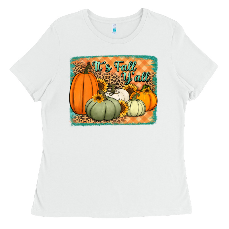 It's Fall Y'all Pumpkins Halloween And Sunflowers Ladies Tee by Jasminsmagicworld | Teevron