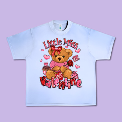 Little Miss Valentine Teddy Bear Urban Heavy Tee Designed By Lillyallendesigns