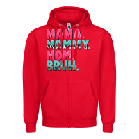 Red Mama Mommy Mom bruh Mother's Day Zipper Hoodie - CowGirlArtShop