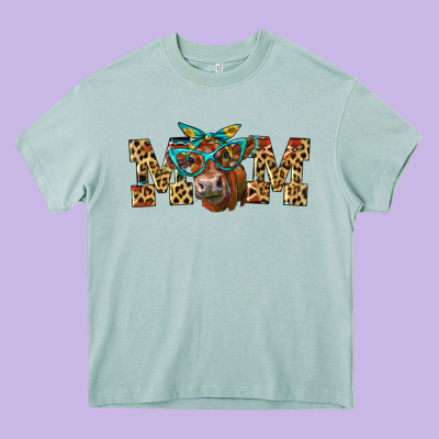 Western Mom Red Angus Cow Heavy Core Tee Designed By Lillyallendesigns
