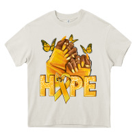 Cream hope yellowribbonchildhood cancer nails Heavy Core Tee - NancyCooperArtShop