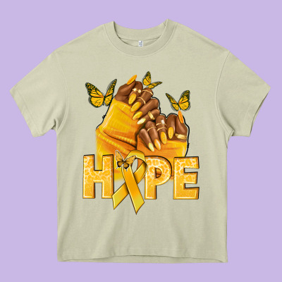 Hope Yellowribbonchildhood Cancer Nails Heavy Core Tee Designed By Nancycooperartshop