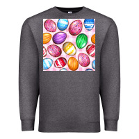 Charcoal Heather Easter Eggs Seamless Pattern Premium Sweatshirt - BundleAndBundleShop