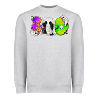 Heather Grey Boo Ghost Cat Heavyweight Sweatshirt - texasbilliewilder