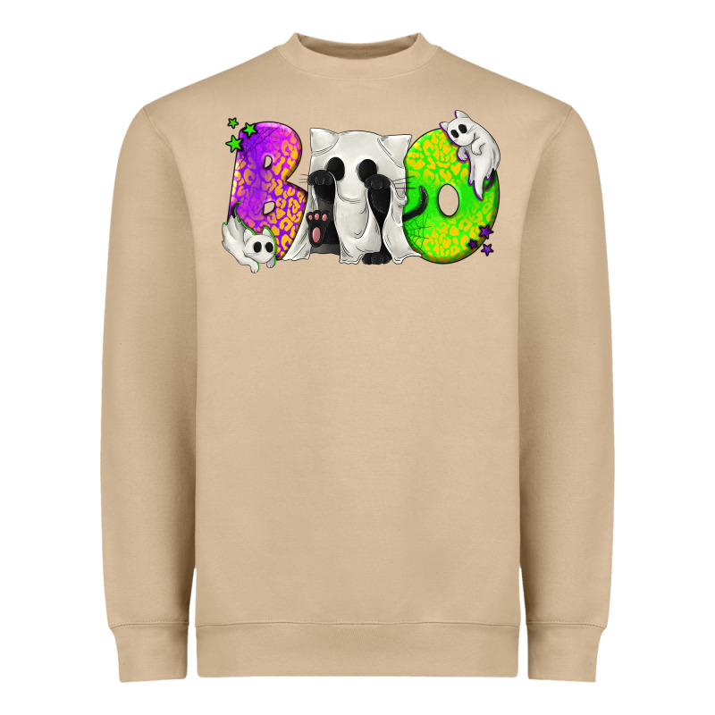 Boo Ghost Cat Heavyweight Sweatshirt by texasbilliewilder | Teevron