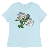 Baby Blue white dawn rose Ladies Tee - LillyAllenDesigns