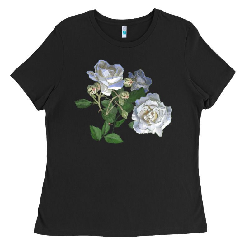 White Dawn Rose Ladies Tee by LillyAllenDesigns | Teevron