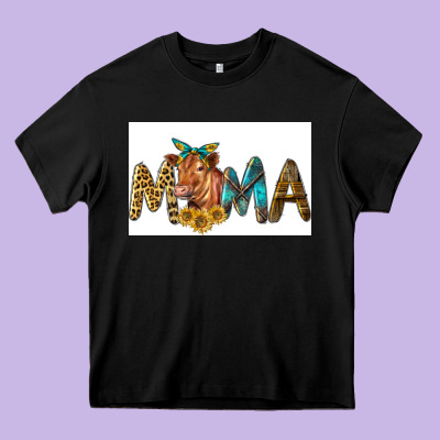 Western Cow Red Angus Mama Heavy Core Tee Designed By Lillyallendesigns