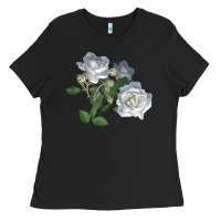 Black white dawn rose Ladies Tee - LillyAllenDesigns