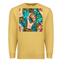 Antique Gold nail art with leopard and turquoise  gemstone seamless pattern bbs Premium Sweatshirt - BundleAndBundleShop