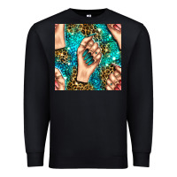 Black nail art with leopard and turquoise  gemstone seamless pattern bbs Premium Sweatshirt - BundleAndBundleShop